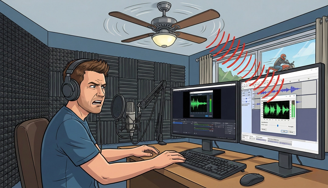 Áudio de Estúdio em Casa Como vencer o ventilador e a moto na rua usando filtros gratuitos (OBS e Audacity)