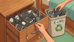 O Cemitério de Cabos na Gaveta O que realmente guardar e como descartar lixo eletrônico corretamente no Brasil